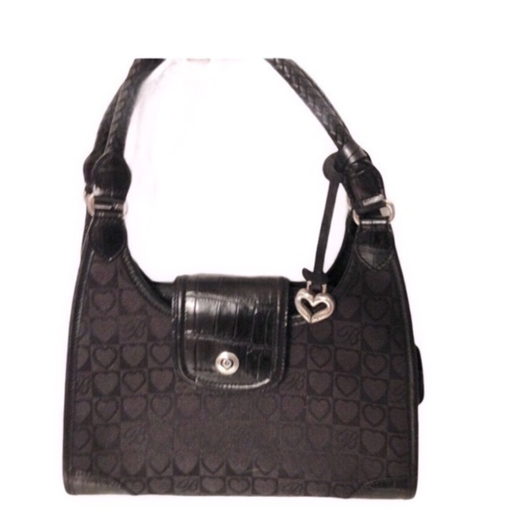 Brighton signature canvas leather black tote bag